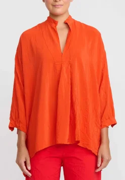 Daniela Gregis Washed Silk Kora Top In Arancione Orange