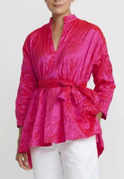 Daniela Gregis Washed Silk Kora Top In Fucsia Pink
