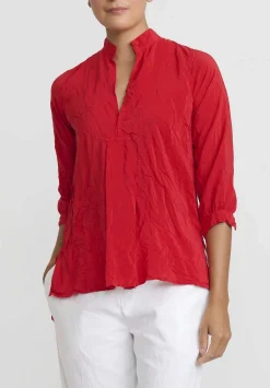 Daniela Gregis Washed Silk Pepe Kora Shirt In Rosso Red