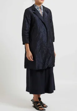 Daniela Gregis Washed Silk Punto Mirta Jacket In Blu Navy