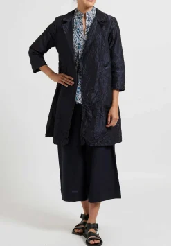 Daniela Gregis Washed Silk Punto Mirta Jacket In Blu Navy