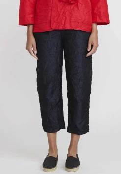 Daniela Gregis Washed Silk Sigaretta Elastico Pants In Navy Blue