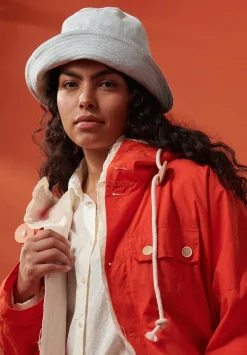 Toogood Waxed Cotton Trawlerman Coat In Buoy Orange