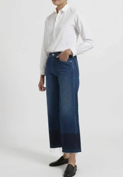 Closed Wide ''Glow'' Raw Edge Jeans In Dark Blue