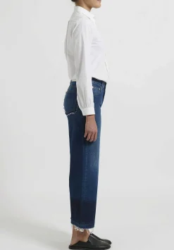 Closed Wide ''Glow'' Raw Edge Jeans In Dark Blue