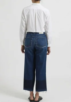 Closed Wide ''Glow'' Raw Edge Jeans In Dark Blue