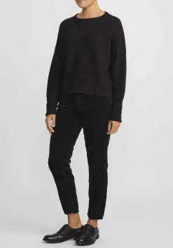 Lauren Manoogian Wool And Baby Alpaca Crewneck Sweater In Black Melange