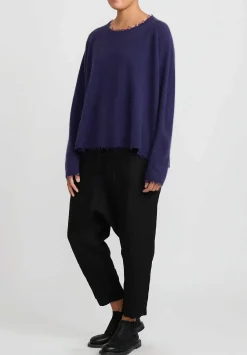 Rundholz Dip Wool And Raccoon Hair Distressed Sweater In Grape Purple