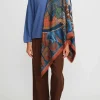 Sabina Savage Wool And Silk The Wind Horse Scarf In Madder Red & Sky Blue