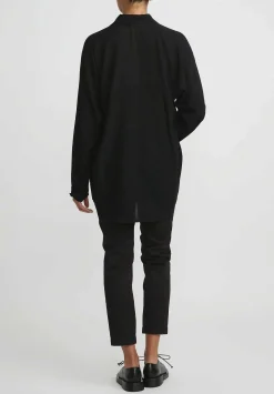 Jan-Jan Van Essche Wool Crepe Chiffon Shirt In Black