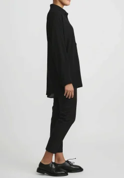 Jan-Jan Van Essche Wool Crepe Chiffon Shirt In Black