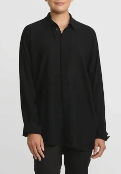 Jan-Jan Van Essche Wool Crepe Chiffon Shirt In Black