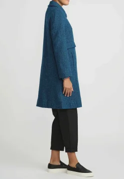 Péro Wool Double Breasted Coat In Green & Blue
