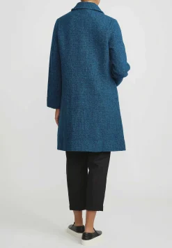 Péro Wool Double Breasted Coat In Green & Blue