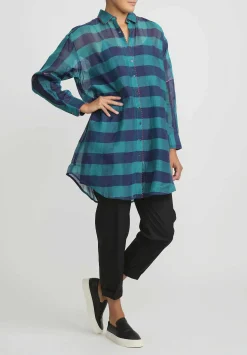 Péro Wool Gingham Shirt In Green & Blue