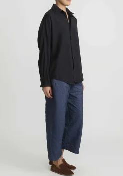 Chez Vidalenc Wool Mar ''Axl'' Shirt In Navy Blue