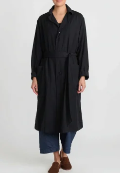 Chez Vidalenc Wool Mar Trench Coat In Black