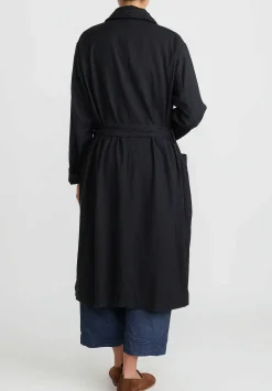 Chez Vidalenc Wool Mar Trench Coat In Black