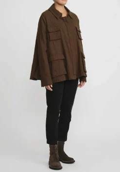 Rundholz Dip Wool Oversized A-Line Jacket In Khaki Brown