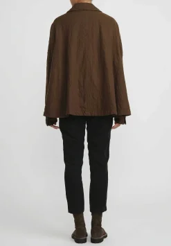 Rundholz Dip Wool Oversized A-Line Jacket In Khaki Brown