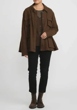 Rundholz Dip Wool Oversized A-Line Jacket In Khaki Brown