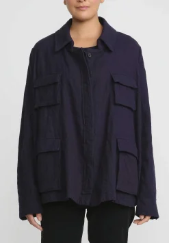 Rundholz Dip Wool Oversized A-Line Jacket In Grape Blue