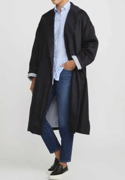 Bergfabel Wool Oversized Moon Coat In Navy Blue