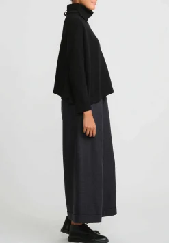 Daniela Gregis Wool Wide Leg Tasche Pigiama Pants In Pied De Poule, Grey & Black