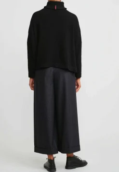 Daniela Gregis Wool Wide Leg Tasche Pigiama Pants In Pied De Poule, Grey & Black