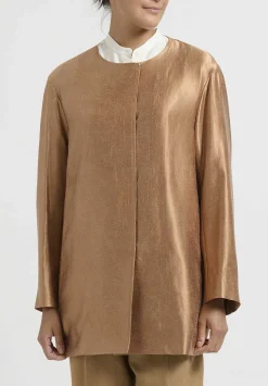 The Row Wool/Silk ''Alani'' Jacket In Dark Camel Brown
