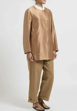 The Row Wool/Silk ''Alani'' Jacket In Dark Camel Brown