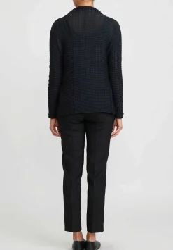 Issey Miyake Wooly Pleats Top In Dark Navy Blue