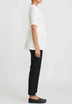 Issey Miyake Wrinkled Blocks Top In Ivory White