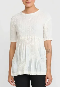 Issey Miyake Wrinkled Blocks Top In Ivory White